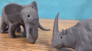 Bush Elephant vs sinotherium claymotion