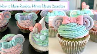 How to Make Rainbow Minnie Mouse Cupcakes  How to Pipe Rainbow Buttercream