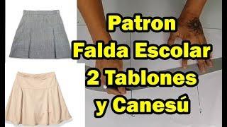 Patrones de falda Escolar Con Tablas al frente y Canesú