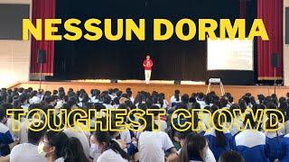 Singing Nessun Dorma in front of 500 noisy High School students…Watch what happens