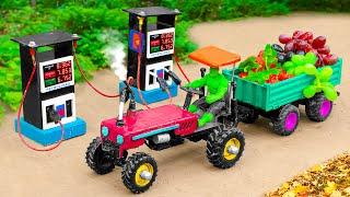 diy tractor building a pertrol pump for tractor trolley full Fruits loading  how to make tractor