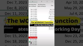 Excels Workday Function #excel #shorts