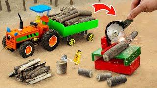 Top diy tractor making mini Wood Cutting Machine project  How to make fire from wood  DIY Tractor