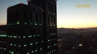 LED Linear drone video facade lighting Alban Tower Tirana Albania