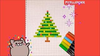 Новогодняя Ёлка Как рисовать по клеточкам Простые рисунки How to Draw  Christmas Tree Pixel Art