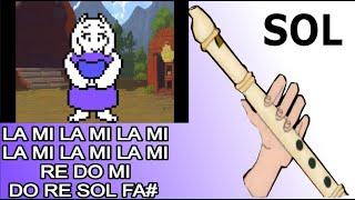 Fallen down Undertale flauta dulce fácil tutorial con animación easy flute recorder