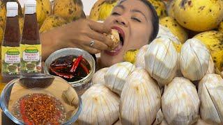 ASMR SOUR SANTOL WITH SPICY GINAMOS + BAGOONG MUKBANG