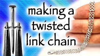 How to make a twisted silver link chain bracelet.
