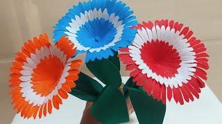 How to make paper flower with craft papereasy paper flower for kidsDIY paper flower for home decor