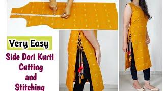 Very Easy Side Dori Kurti Cutting And Stitching  kurti Suit cutting and stitching Step by Step