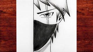 Maskeli Anime Erkek Çizimi  Karakalem Kolay Anime Çizimleri  How to Draw  Ninja Boy  M.A Çizim