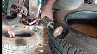 Tubeless tyre cut repair vulcanizing  Tyre puncture repair