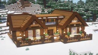 Minecraft How To Build a Large Winter Log House Tutorial#7  마인크래프트 건축 통나무 집 짓기 인테리어