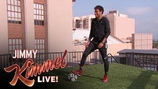 Neymar Jr. Attempts Terrifying Shot from Jimmy Kimmel’s Roof