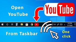 how to add YouTube to taskbar windows 10