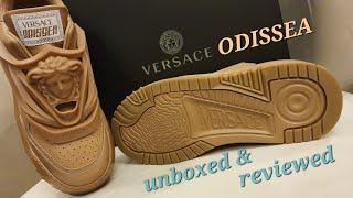 Review & close look at the glamorous VERSACE ODISSEA one-of-a-kind sneakers designer shoes to grab