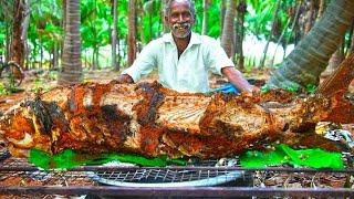 GIANT FISH COOKING INSIDE CLAY  Delicious Mud Fish Recipe  Grandpa Got Huge Fish Eating Challenge