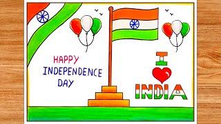 15 August poster drawing Tiranga drawing Indian flag drawing Independence day poster drawing