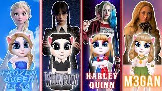 My Talking Angela 2 - Wednesday Addams vs M3gan vs Elsa vs Harley Quinn