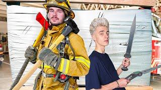 100 Layers Challenge Against a Real Firefighter 