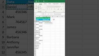 Separate names from data in excel