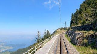  4K  Vitznau - Rigi Kulm rack railway cab ride 05.2023 Zahnradbahn Führerstandsmitfahrt