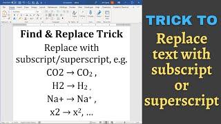 Ms Word trick to replace text with subscript or superscript 2022