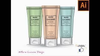 Adobe Illustrator Tutorial create plastic cream tube with Mesh tool cosmetic packaging brand design