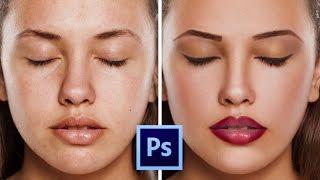 Photoshop CC Tutorial How to retouching Skin & make makeup Easily