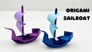 EASY ORIGAMI SAILBOAT  HOW TO MAKE PAPER SHIP  PAPER CRAFT  HOME DECORE  3D PAPER BOAT  ORIGAMI