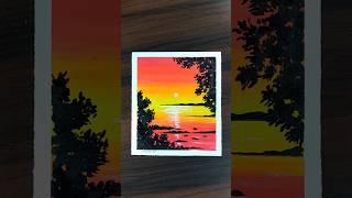 watercolor painting sunset scenery painting #shorts