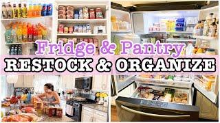 FRIDGE RESTOCK + PANTRY ORGANIZATION  CLEAN AND ORGANIZE WITH ME 2022  PUTTING AWAY GROCERY HAUL