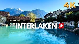 INTERLAKEN SWITZERLAND  Amazing Village in the Swiss Alps Walking Tour 4 K HDR