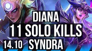 DIANA vs SYNDRA MID  11 solo kills Legendary 1946 700+ games  NA Master  14.10