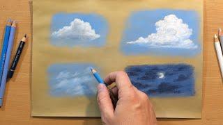 How to Draw Clouds and the Sky - Landscape in Colored Pencil