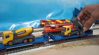 WDG6G hauling scale model construction vehicles ● Miniature Indian Railways models