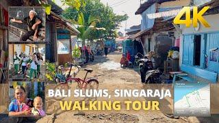 The SLUMS where everyone SMILES. SINGARAJA BALI Indonesia 4K VIRTUAL WALKING TOUR  Bali 2022