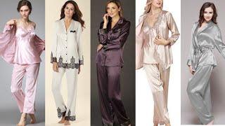 Silk satin two-piece pajama set ideas for women