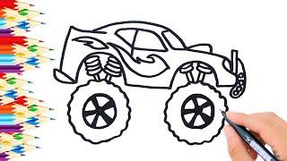 How to draw a MONSTER TRUCK step by step
