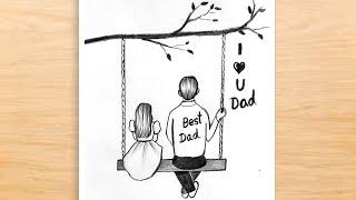 Fathers Day Special Drawing Fathers Day Poster Fathers Day Drawing Father and Daughter Drawing
