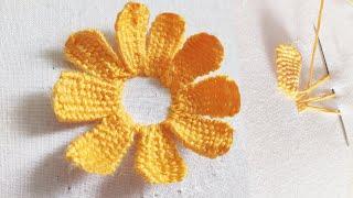 花 刺绣 刺繍のやり方 100均｜3D Hand embroidery easy stitch beads flower