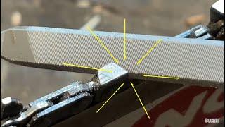 Chainsaw hand sharpening Square ground filing explained.