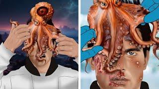 ASMR Remove the giant octopus from the astronauts face  WOW Brain Super Satisfyingvideo