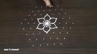 Dots rangoli  Simple rangoli with 9 Dots Beginners rangoli Chukkala muggulu  Easy rangoli