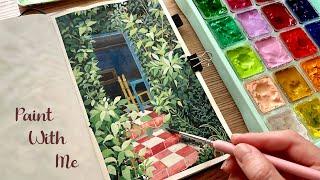 Painting Cute Cottage With Jelly Gouache  Paint With Me 