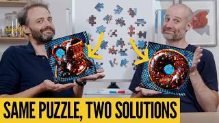 How can a jigsaw have two distinct solutions?