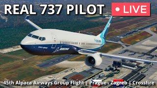45th Alpaca Airways Group Flight  Prague – Zagreb Crossfire  ZIBO MOD 737 in X-Plane 12