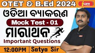 Odia Grammar  ଓଡିଆ ବ୍ୟାକରଣ  B.Ed Entrance Class  OTET Exam 2024 Class  Marathon Class #odia