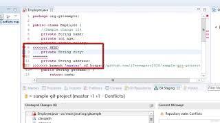 How to resolve conflicts in GitGitHub pull using Eclipse