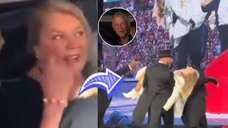 Taylor swift Parents Donna Kelce Reaction to Travis and Taylor performance at the eras tour London